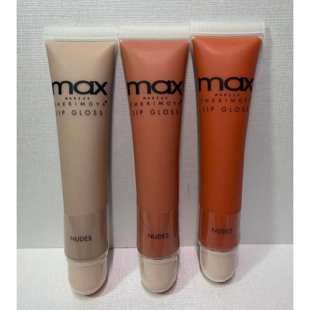 Max Makeup Cherimoya NUDE Lip Gloss – 3‑Pack Assorted Nude Shades